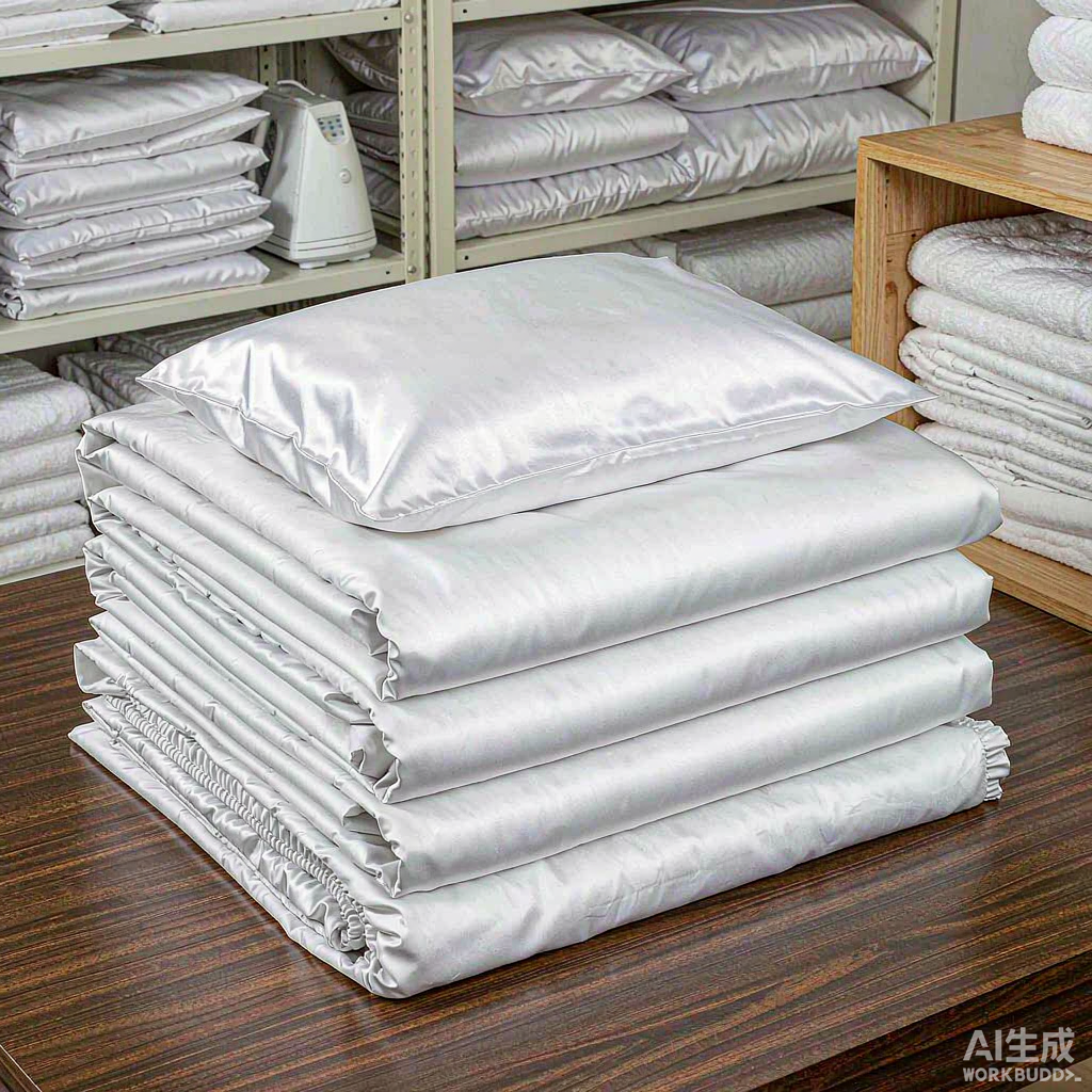 Stacked white hotel bed linen